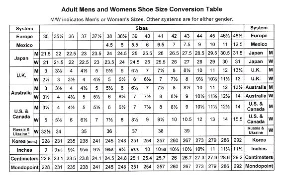 Tabi Boots Size Chart - Shinobi Exchange | Ninjutsu